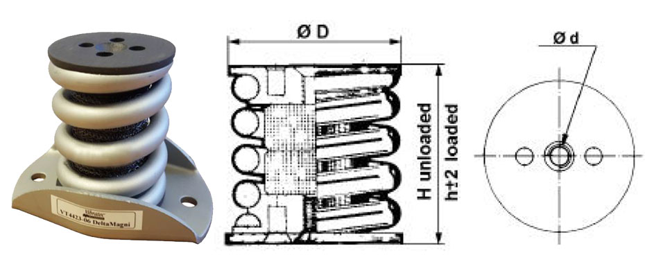 VT4422-23-DM全金屬?gòu)椈蓽p振器
